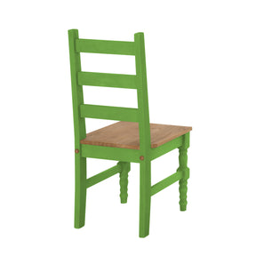 Manhattan Comfort Jay 5-Piece Solid Wood Dining Set with 2 Benches, 2 Chairs, and 1 Table in Green Wash-Minimal & Modern