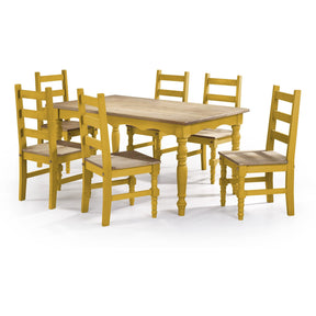 Manhattan Comfort Jay 7-Piece Solid Wood Dining Set with 6 Chairs and 1 Table in Yellow Wash-Minimal & Modern