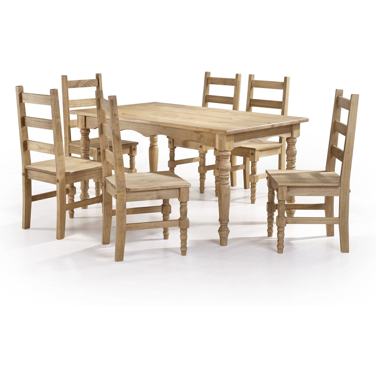 Manhattan Comfort Jay 7-Piece Solid Wood Dining Set with 6 Chairs and 1 Table in Nature-Minimal & Modern