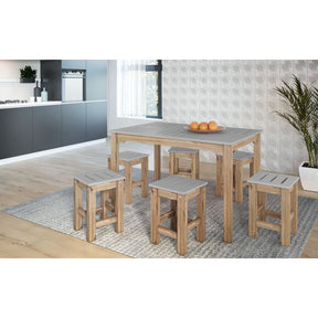 Manhattan Comfort 7-Piece Stillwell 47.25" Rectangle Dining Set  in Gray and Natural Wood