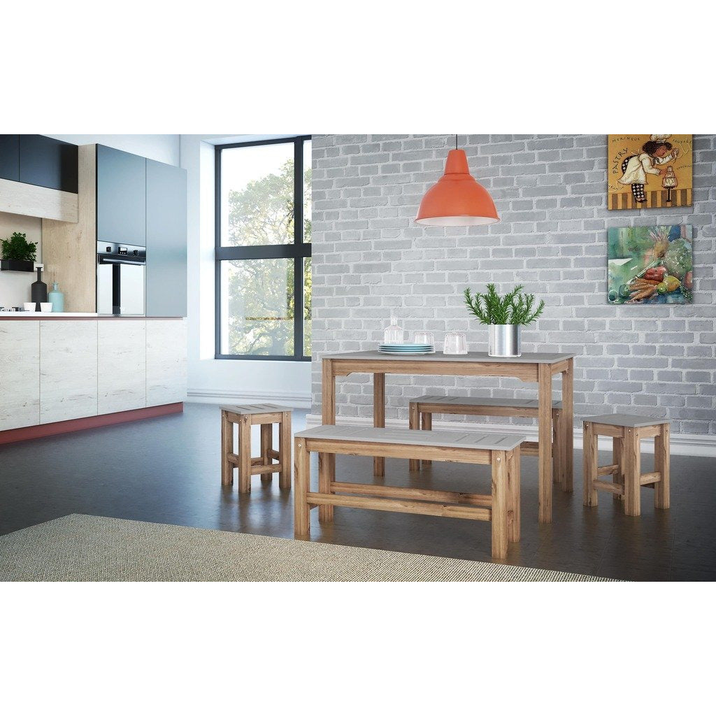 Manhattan Comfort 5-Piece Stillwell 47.25" Rectangle Dining Set  in Gray and Natural Wood