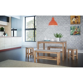 Manhattan Comfort 5-Piece Stillwell 47.25" Rectangle Dining Set  in Gray and Natural Wood