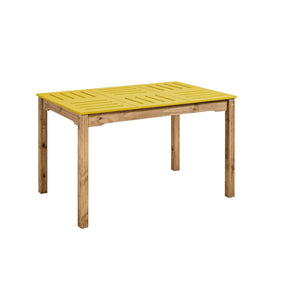 Manhattan Comfort 6-Piece Stillwell 47.25" Rectangle Dining Set 2.0  in Yellow and Natural Wood