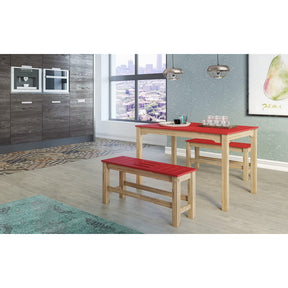 Manhattan Comfort 6-Piece Stillwell 47.25" Rectangle Dining Set 2.0  in Red and Natural Wood