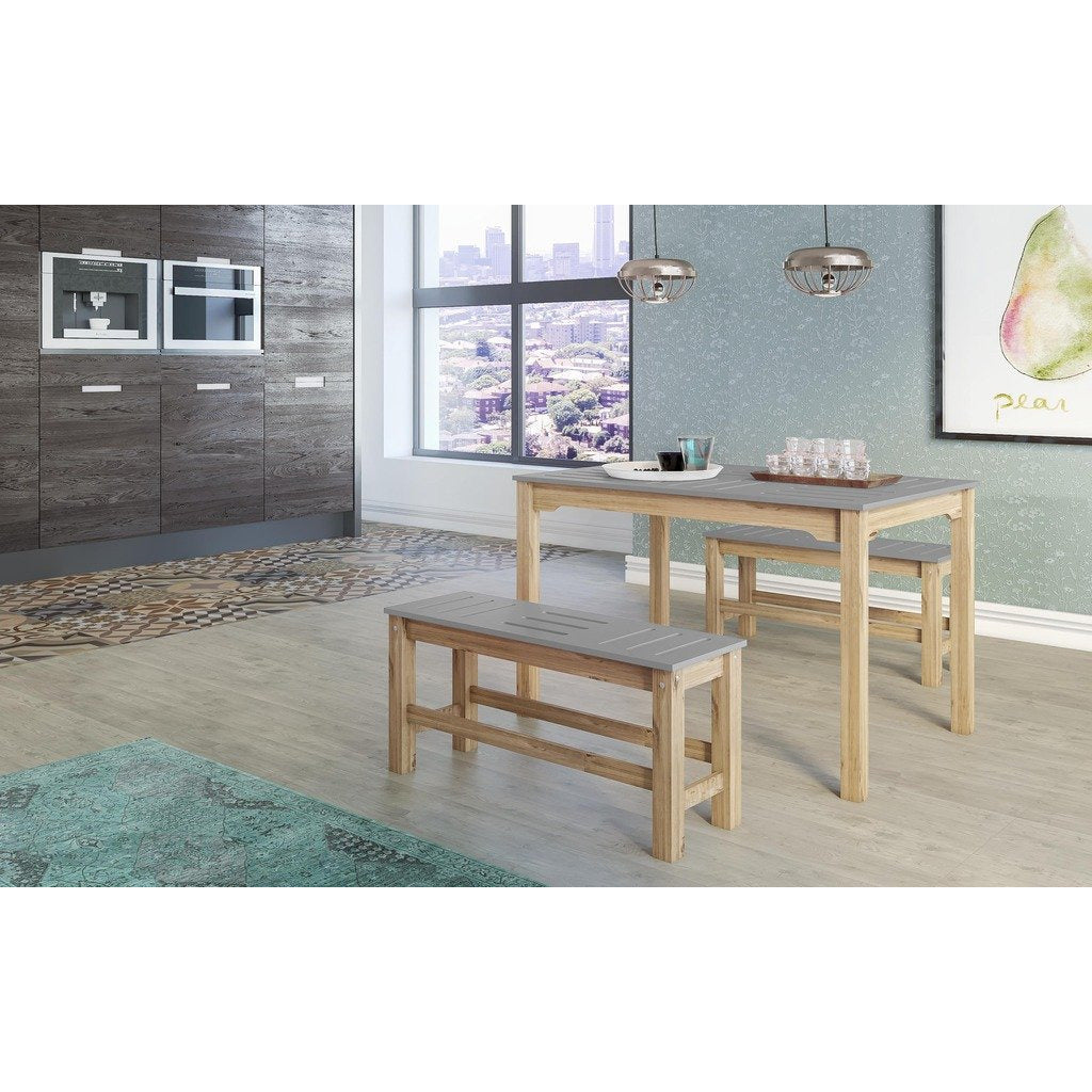 Manhattan Comfort 6-Piece Stillwell 47.25" Rectangle Dining Set 2.0  in Gray and Natural Wood