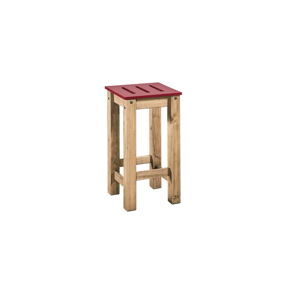 Manhattan Comfort 3-Piece Stillwell 31.5" Bar Kitchen Set  in Red and Natural Wood
