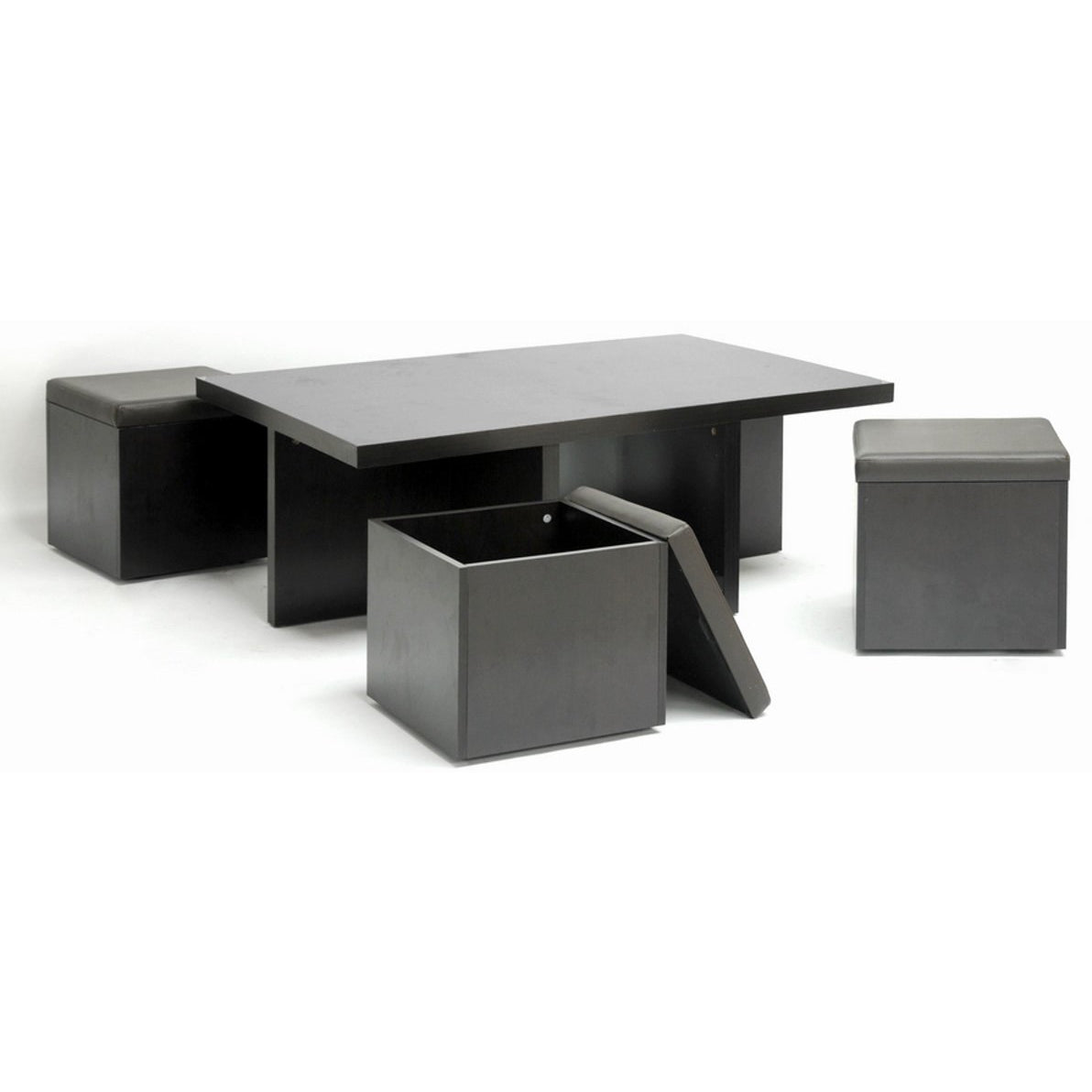 Baxton Studio Prescott Modern Table and Stool Set with Hidden Storage Baxton Studio--Minimal And Modern - 2