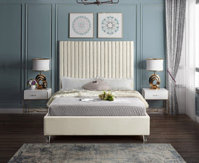 Meridian Furniture Candace Cream Velvet Full Bed