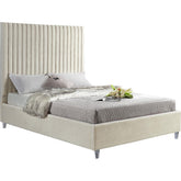 Meridian Furniture Candace Cream Velvet Queen BedMeridian Furniture - Queen Bed - Minimal And Modern - 1