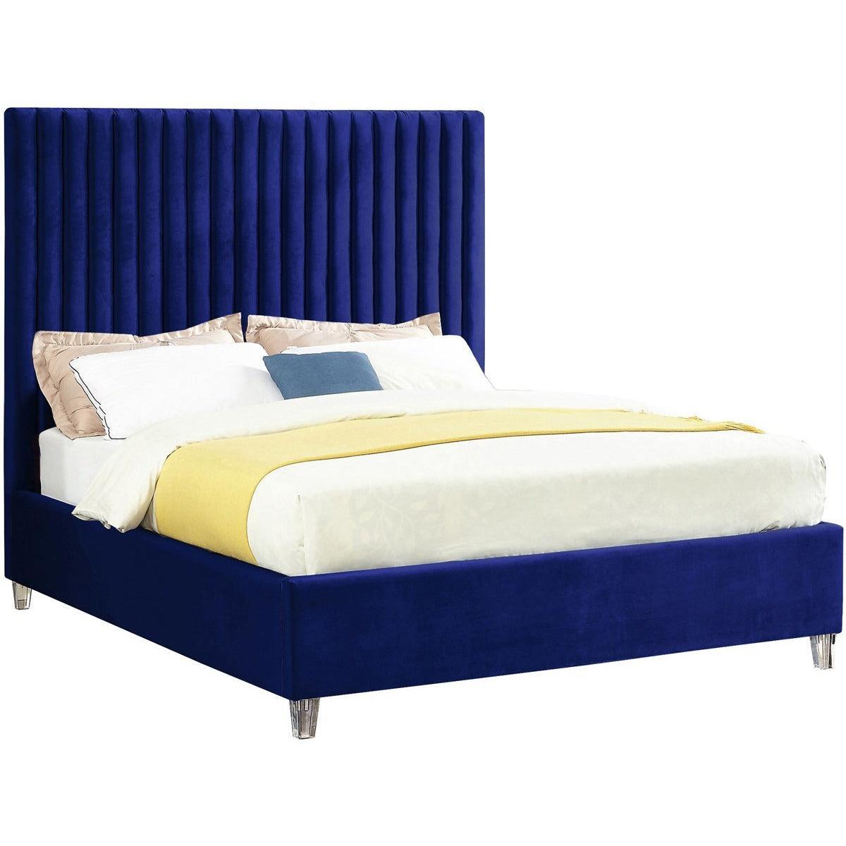 Meridian Furniture Candace Navy Velvet Full BedMeridian Furniture - Full Bed - Minimal And Modern - 1