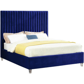 Meridian Furniture Candace Navy Velvet Queen BedMeridian Furniture - Queen Bed - Minimal And Modern - 1