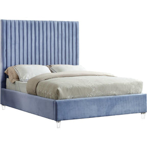 Meridian Furniture Candace Sky Blue Velvet Queen BedMeridian Furniture - Queen Bed - Minimal And Modern - 1