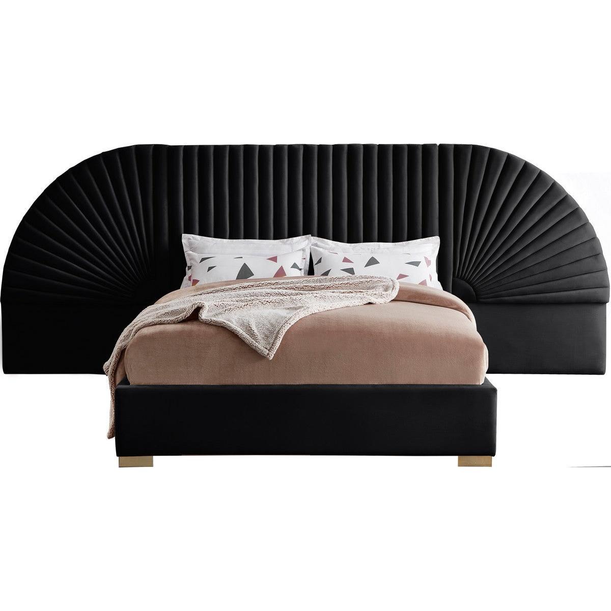 Meridian Furniture Cleo Black Velvet Queen Bed (3 Boxes)Meridian Furniture - Queen Bed (3 Boxes) - Minimal And Modern - 1