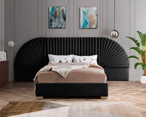 Meridian Furniture Cleo Black Velvet Queen Bed (3 Boxes)
