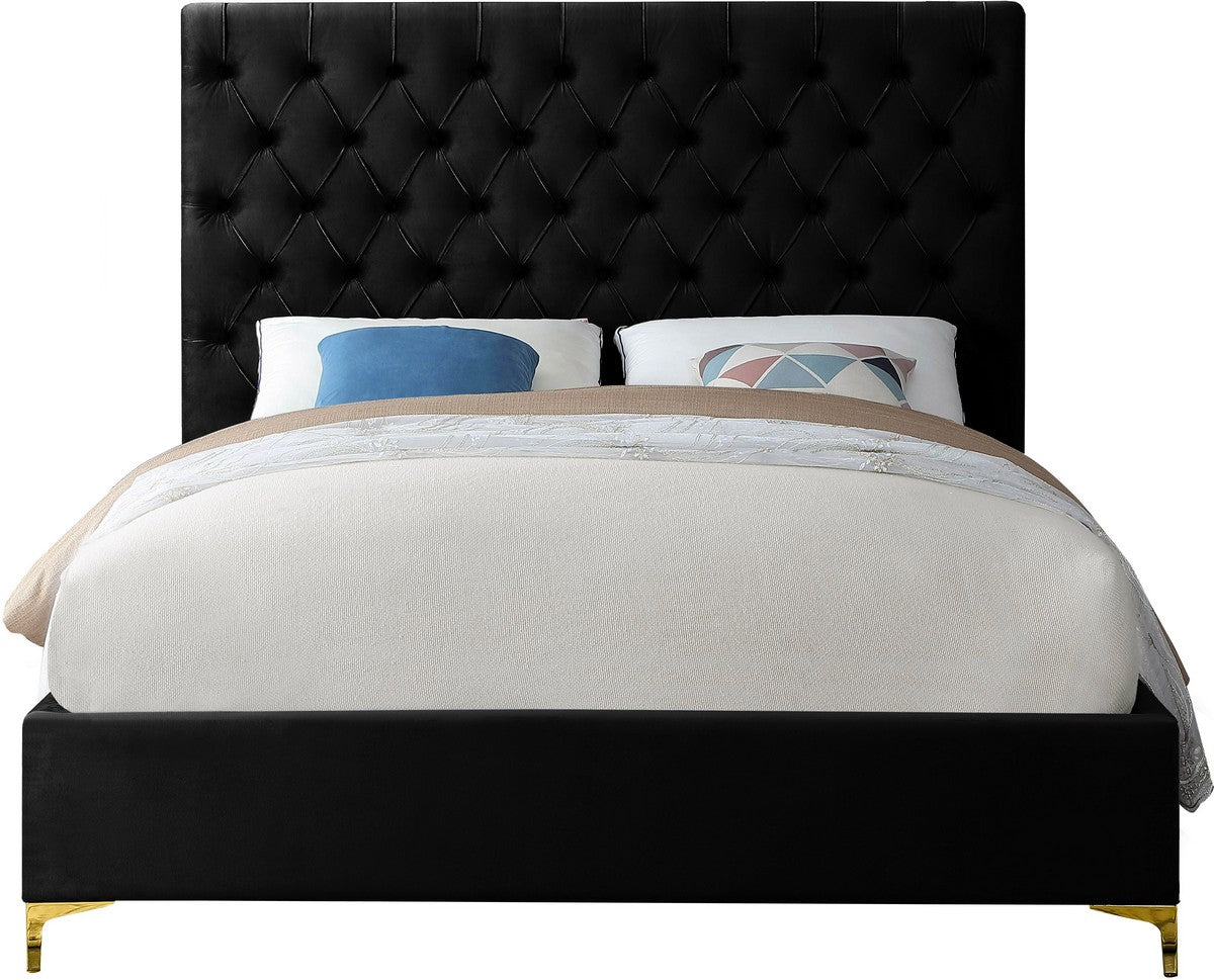 Meridian Furniture Cruz Black Velvet King Bed