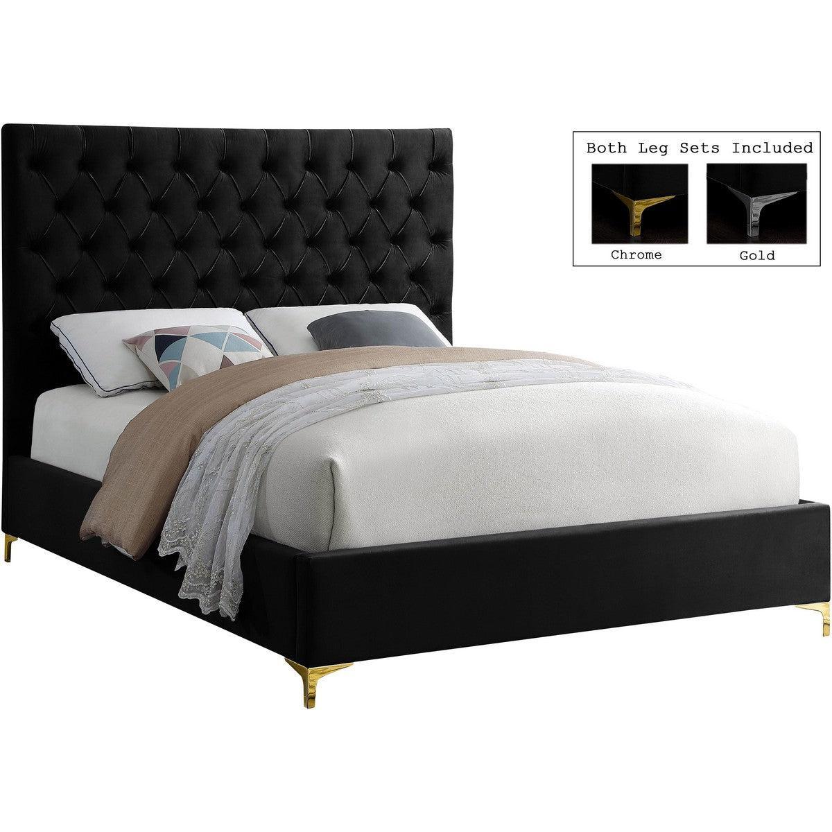 Meridian Furniture Cruz Black Velvet Queen BedMeridian Furniture - Queen Bed - Minimal And Modern - 1