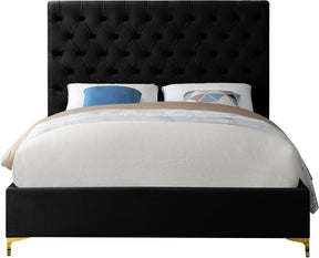 Meridian Furniture Cruz Black Velvet Queen Bed