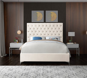 Meridian Furniture Cruz Cream Velvet Full Bed