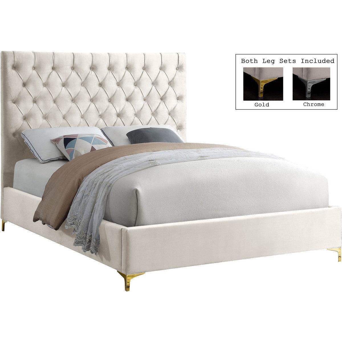 Meridian Furniture Cruz Cream Velvet King BedMeridian Furniture - King Bed - Minimal And Modern - 1