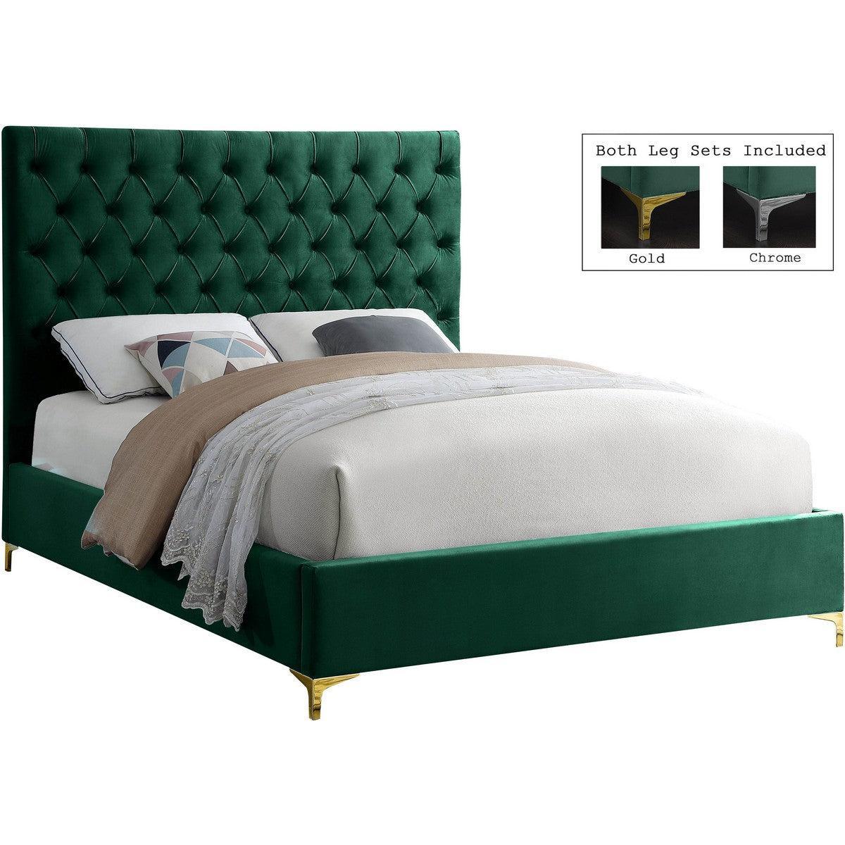 Meridian Furniture Cruz Green Velvet King BedMeridian Furniture - King Bed - Minimal And Modern - 1