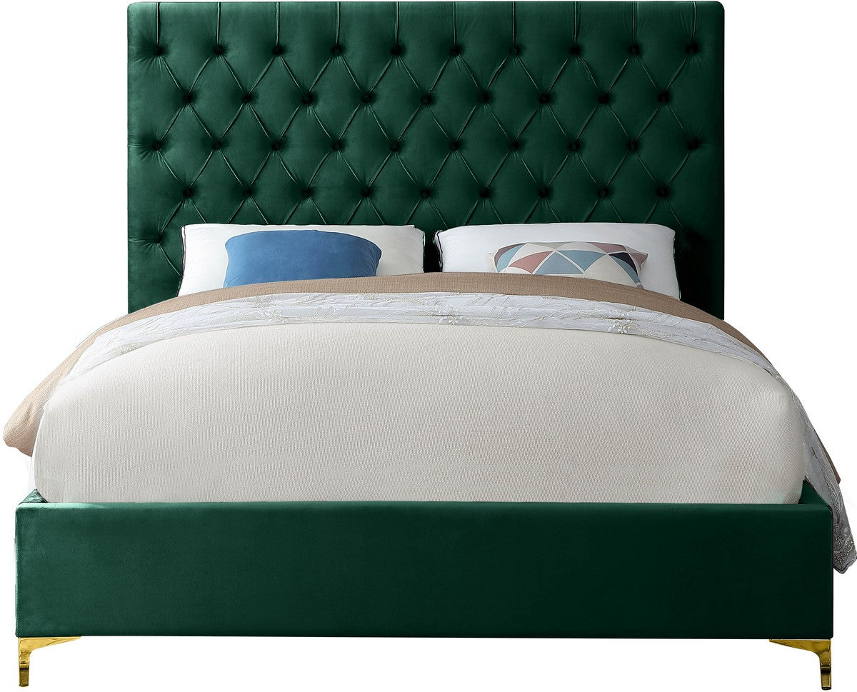 Meridian Furniture Cruz Green Velvet King Bed