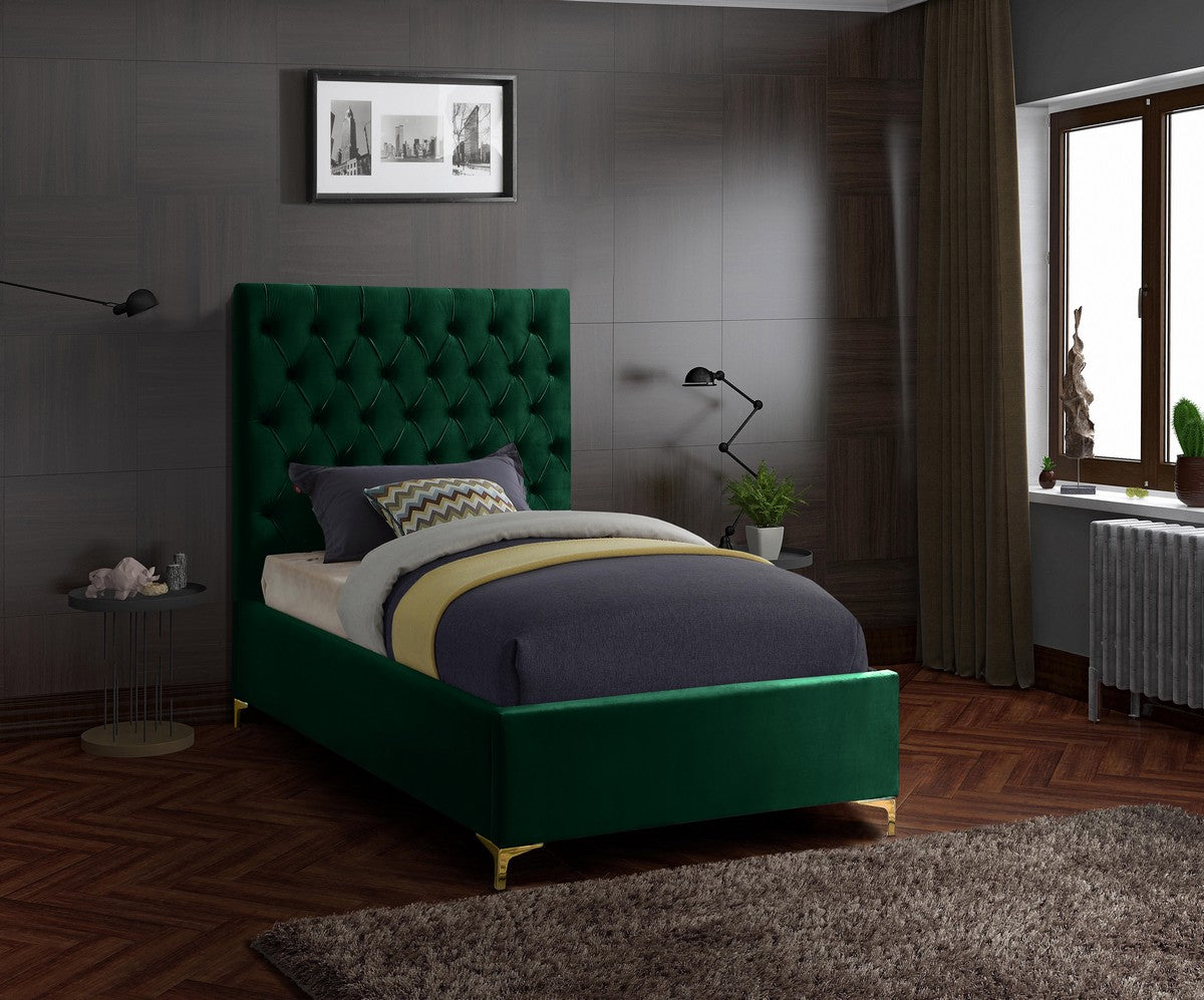 Meridian Furniture Cruz Green Velvet Twin Bed