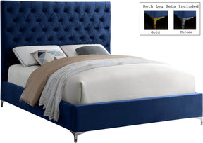 Meridian Furniture Cruz Navy Velvet Full Bed