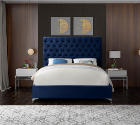 Meridian Furniture Cruz Navy Velvet Full Bed