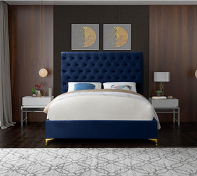 Meridian Furniture Cruz Navy Velvet King Bed