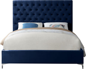 Meridian Furniture Cruz Navy Velvet Queen Bed