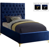 Meridian Furniture Cruz Navy Velvet Twin BedMeridian Furniture - Twin Bed - Minimal And Modern - 1