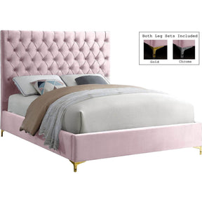 Meridian Furniture Cruz Pink Velvet Full BedMeridian Furniture - Full Bed - Minimal And Modern - 1