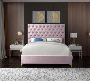 Meridian Furniture Cruz Pink Velvet Full Bed