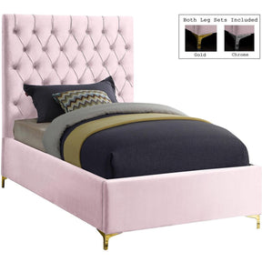 Meridian Furniture Cruz Pink Velvet Twin BedMeridian Furniture - Twin Bed - Minimal And Modern - 1