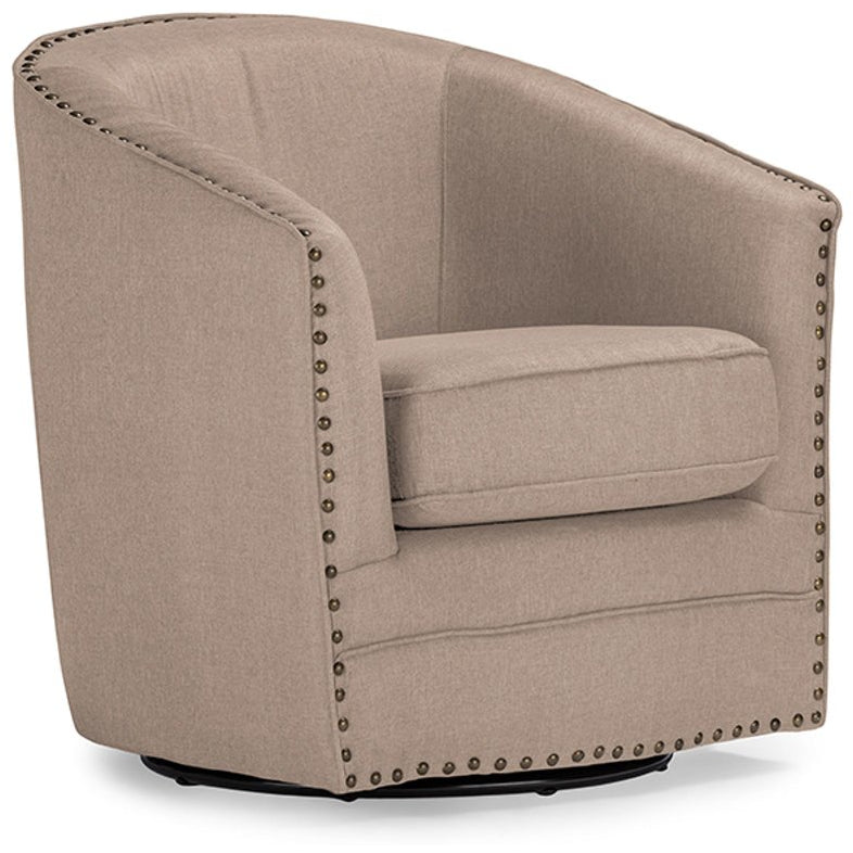 Baxton Studio Porter Modern and Contemporary Classic Retro Beige Fabric Upholstered Swivel Tub Chair Baxton Studio-chairs-Minimal And Modern - 2