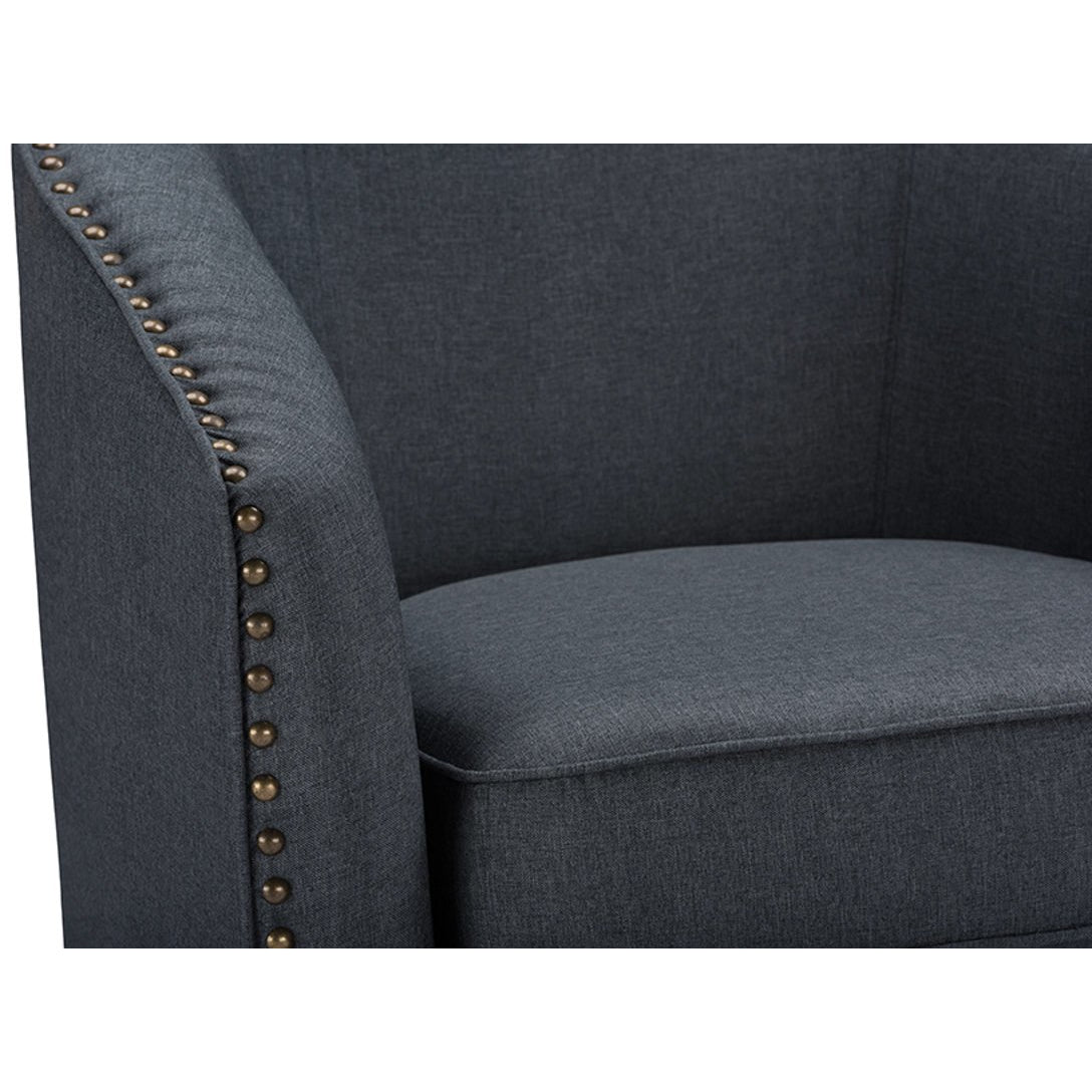 Baxton Studio Porter Modern and Contemporary Classic Retro Grey Fabric Upholstered Swivel Tub Chair Baxton Studio-chairs-Minimal And Modern - 4