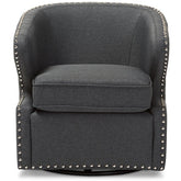 Baxton Studio Finley Mid-century Modern Grey Fabric Upholstered Swivel Armchair Baxton Studio-chairs-Minimal And Modern - 1
