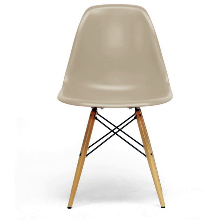 Baxton Studio Azzo Beige Plastic Mid-Century Modern Shell Chair (Set of 2) Baxton Studio-dining chair-Minimal And Modern - 2