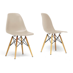 Baxton Studio Azzo Beige Plastic Mid-Century Modern Shell Chair (Set of 2) Baxton Studio-dining chair-Minimal And Modern - 1