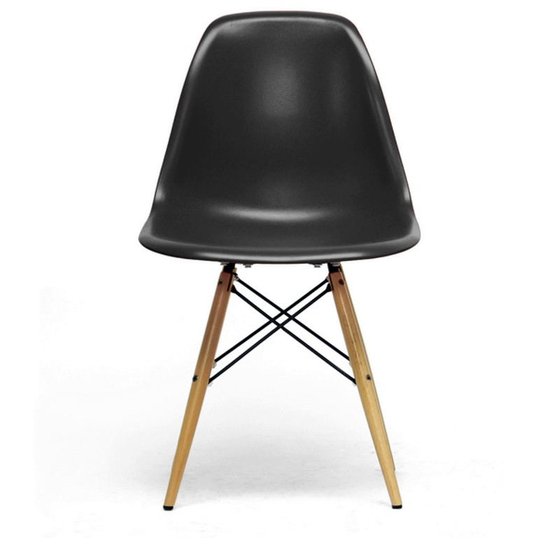 Baxton Studio Azzo Black Plastic Mid-Century Modern Shell Chair  (Set of 2) Baxton Studio-dining chair-Minimal And Modern - 2