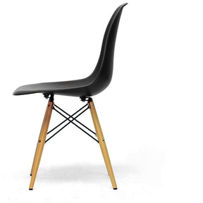Baxton Studio Azzo Black Plastic Mid-Century Modern Shell Chair  (Set of 2) Baxton Studio-dining chair-Minimal And Modern - 3