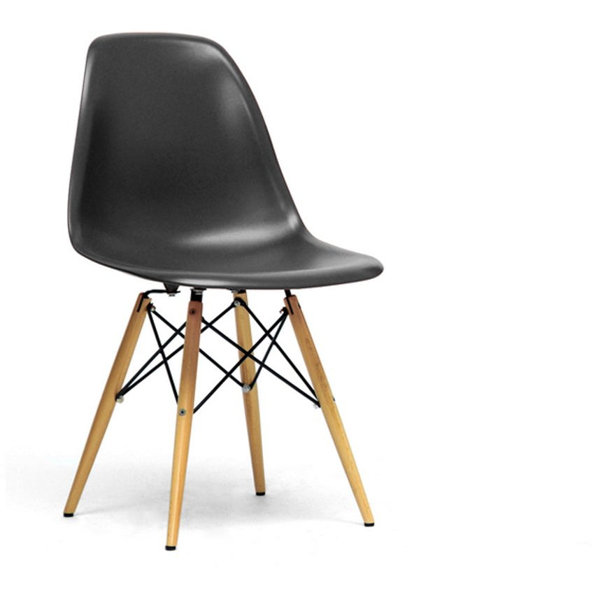 Baxton Studio Azzo Black Plastic Mid-Century Modern Shell Chair  (Set of 2) Baxton Studio-dining chair-Minimal And Modern - 1
