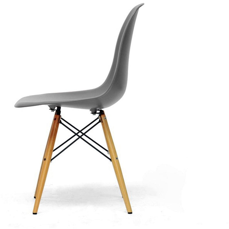 Baxton Studio Azzo Grey Plastic Mid-Century Modern Shell Chair (Set of 2) Baxton Studio-dining chair-Minimal And Modern - 3