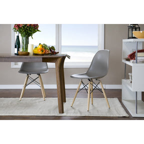 Baxton Studio Azzo Grey Plastic Mid-Century Modern Shell Chair (Set of 2) Baxton Studio-dining chair-Minimal And Modern - 4