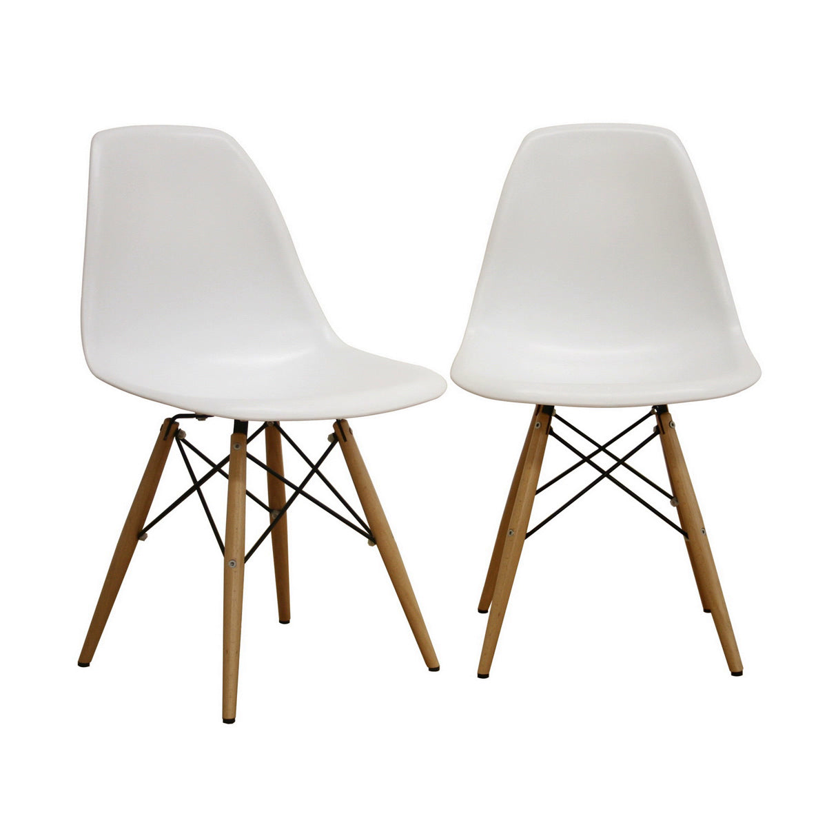 Baxton Studio Azzo White Plastic Mid-Century Modern Shell Chair  (Set of 2) Baxton Studio-dining chair-Minimal And Modern - 2