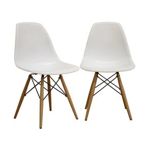 Baxton Studio Azzo White Plastic Mid-Century Modern Shell Chair  (Set of 2) Baxton Studio-dining chair-Minimal And Modern - 2