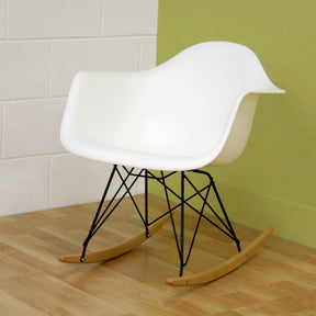 Baxton Studio Dario White Plastic Mid-Century Modern Rocking Chair Baxton Studio-chairs-Minimal And Modern - 2
