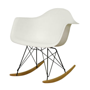 Baxton Studio Dario White Plastic Mid-Century Modern Rocking Chair Baxton Studio-chairs-Minimal And Modern - 1