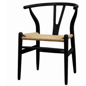 Baxton Studio Mid-Century Modern Wishbone Chair - Black Wood Y Chair (Set of 2) Baxton Studio-chairs-Minimal And Modern - 1