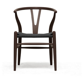 Baxton Studio Mid-Century Modern Wishbone Chair - Brown Wood Y Chair with Black Seat (Set of 2) Baxton Studio-chairs-Minimal And Modern - 2